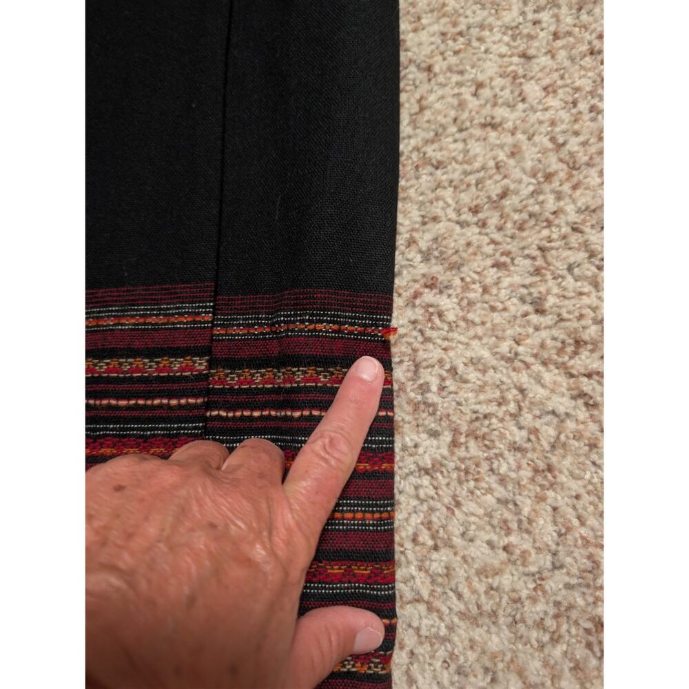 Worthington Vintage Wool Blend Black Fringe Hem Southwest Striped Wrap Skirt 10 - Picture 7 of 10
